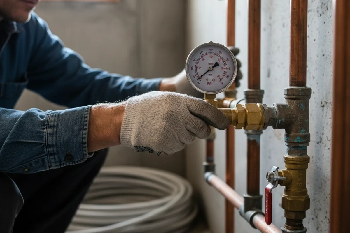 Pressure testing a repaired line during Water Line Repair in Bronson